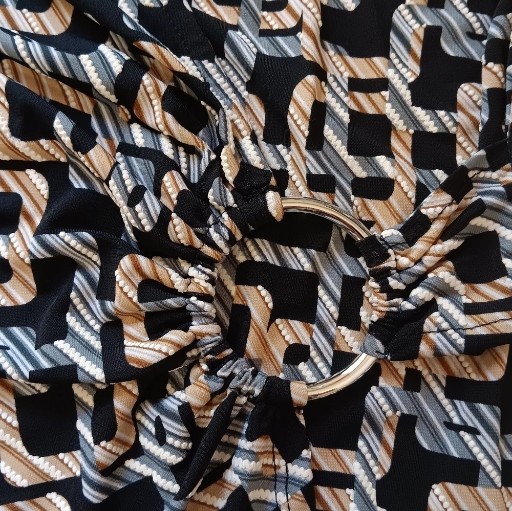 Dress Glamour, Faux wrap Dress geometric, Full stretch, Business,Formal,sz 6. - Picture 8 of 17